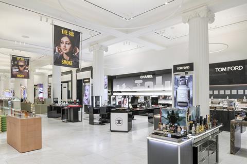 Products on display at Selfridges beauty hall, London
